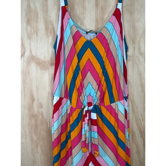 Lane Bryant Chevron Multicolor Rainbow Maxi Dress 18/20 Tie Front Knot Tie - Picture 4 of 9